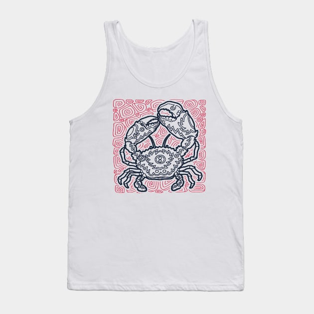 Stone Crab Ink Art Tattoo Retro Red And Black Tank Top by ebayson74@gmail.com